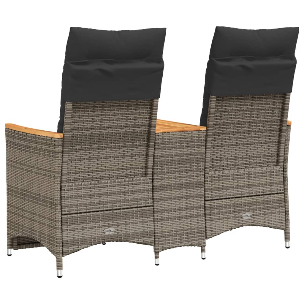 Tuinbank 2-Zits Verstelbaar Met Tafel Poly Rattan Grijs