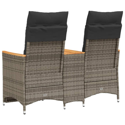 Tuinbank 2-Zits Verstelbaar Met Tafel Poly Rattan Grijs