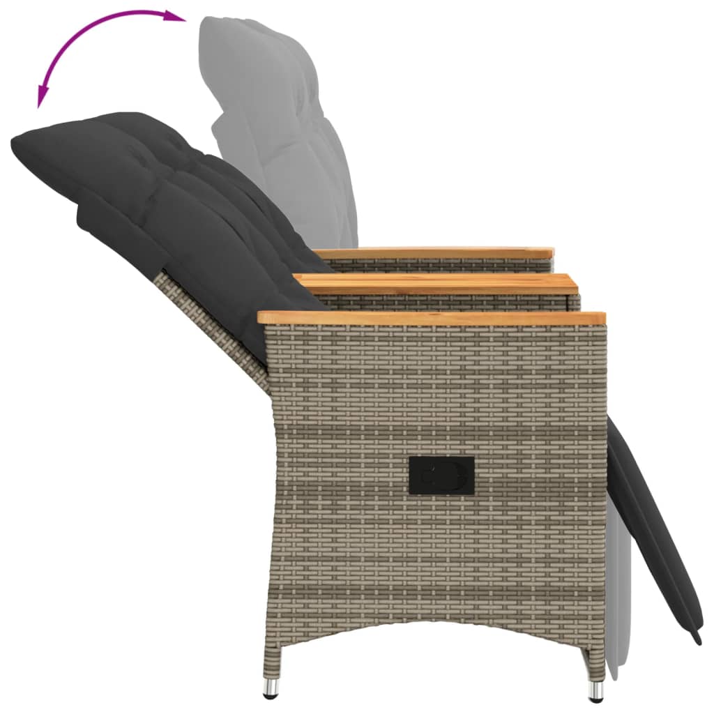Tuinbank 2-Zits Verstelbaar Met Tafel Poly Rattan Grijs