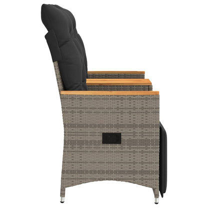 Tuinbank 2-Zits Verstelbaar Met Tafel Poly Rattan Grijs