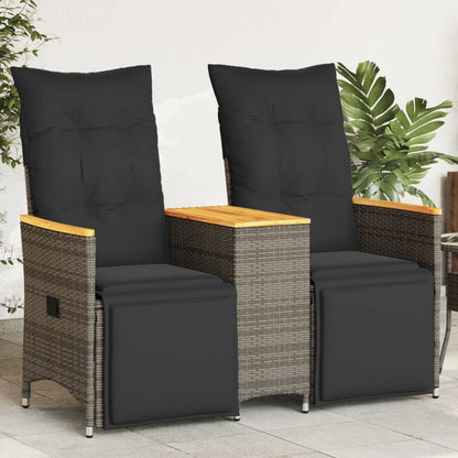 Tuinbank 2-Zits Verstelbaar Met Tafel Poly Rattan Grijs