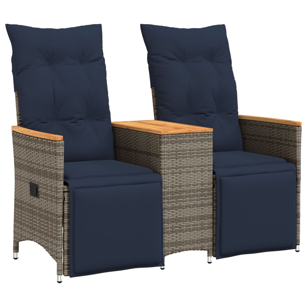Tuinbank 2-Zits Verstelbaar Met Tafel Poly Rattan Grijs Grijs