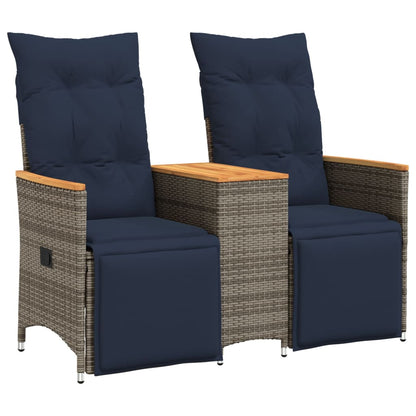 Tuinbank 2-Zits Verstelbaar Met Tafel Poly Rattan Grijs Grijs