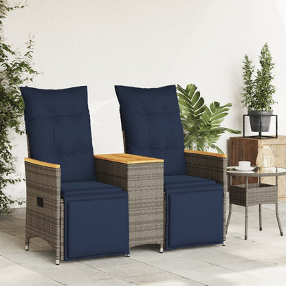 Tuinbank 2-Zits Verstelbaar Met Tafel Poly Rattan Grijs Grijs