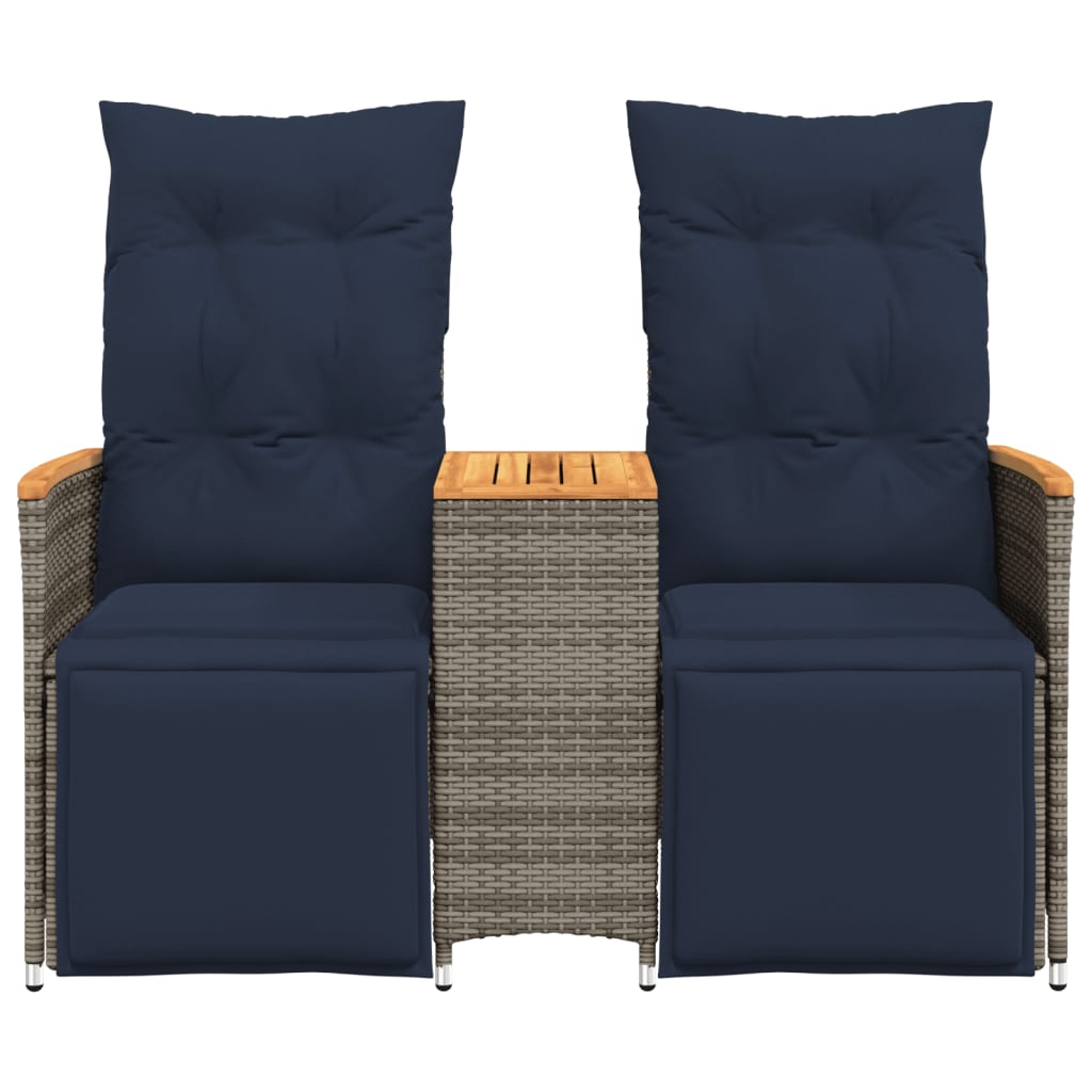 Tuinbank 2-Zits Verstelbaar Met Tafel Poly Rattan Grijs Grijs