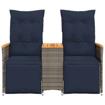 Tuinbank 2-Zits Verstelbaar Met Tafel Poly Rattan Grijs Grijs