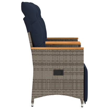 Tuinbank 2-Zits Verstelbaar Met Tafel Poly Rattan Grijs Grijs