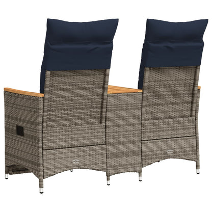 Tuinbank 2-Zits Verstelbaar Met Tafel Poly Rattan Grijs Grijs