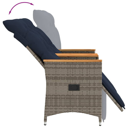 Tuinbank 2-Zits Verstelbaar Met Tafel Poly Rattan Grijs Grijs
