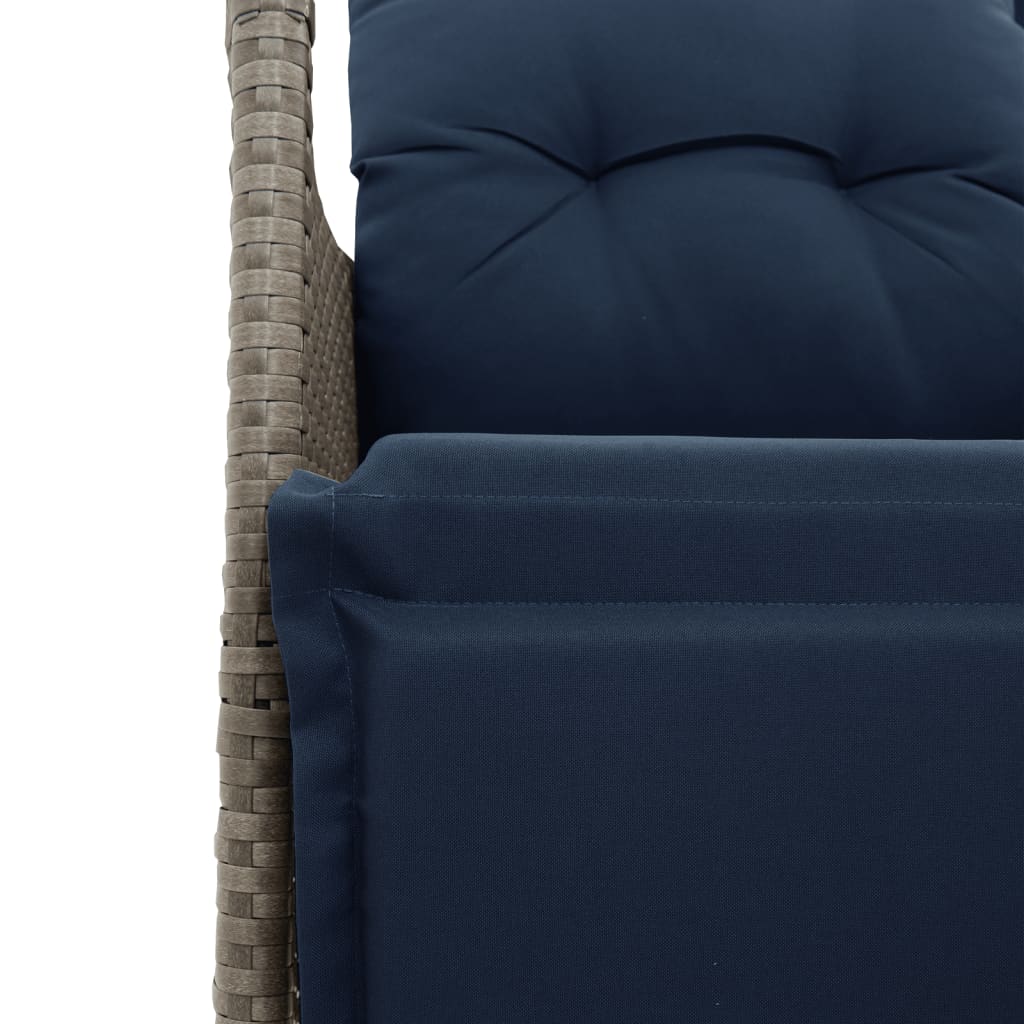 Tuinbank 2-Zits Verstelbaar Met Tafel Poly Rattan Grijs Grijs