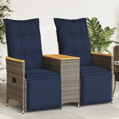 Tuinbank 2-Zits Verstelbaar Met Tafel Poly Rattan Grijs Grijs