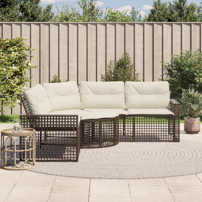 Tuinbank Met Kussens En Voetensteun L-Vormig Poly Rattan