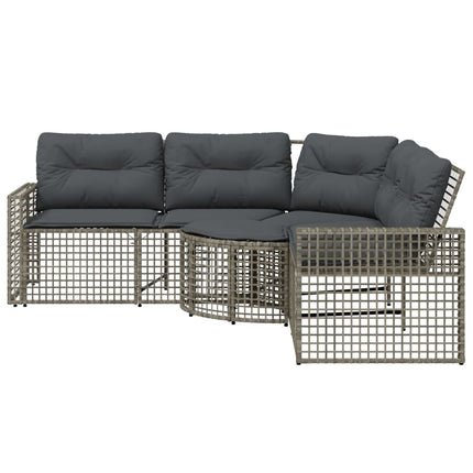 Tuinbank Met Kussens En Voetensteun L-Vormig Poly Rattan