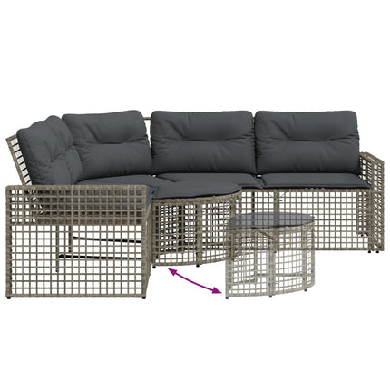 Tuinbank Met Kussens En Voetensteun L-Vormig Poly Rattan