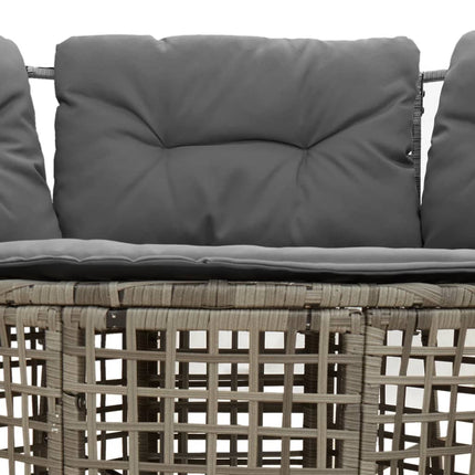 Tuinbank Met Kussens En Voetensteun L-Vormig Poly Rattan