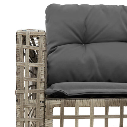 Tuinbank Met Kussens En Voetensteun L-Vormig Poly Rattan