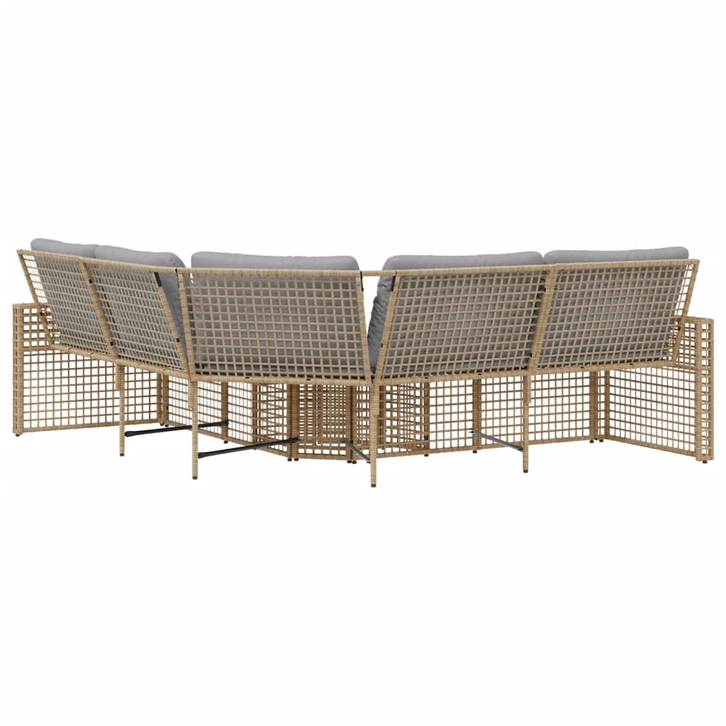 Tuinbank Met Kussens En Voetensteun L-Vormig Poly Rattan
