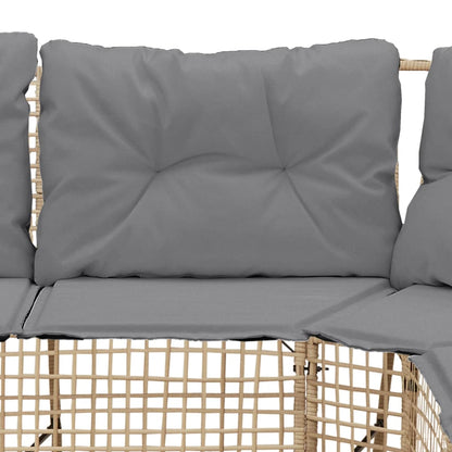 Tuinbank Met Kussens En Voetensteun L-Vormig Poly Rattan