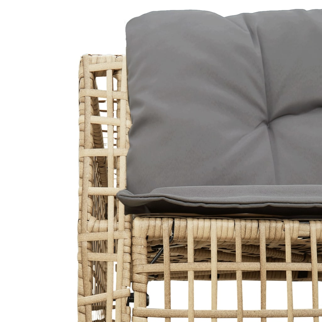 Tuinbank Met Kussens En Voetensteun L-Vormig Poly Rattan