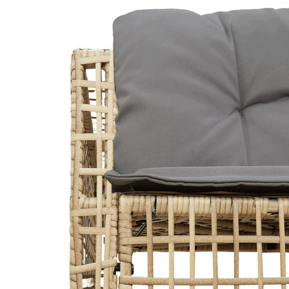 Tuinbank Met Kussens En Voetensteun L-Vormig Poly Rattan