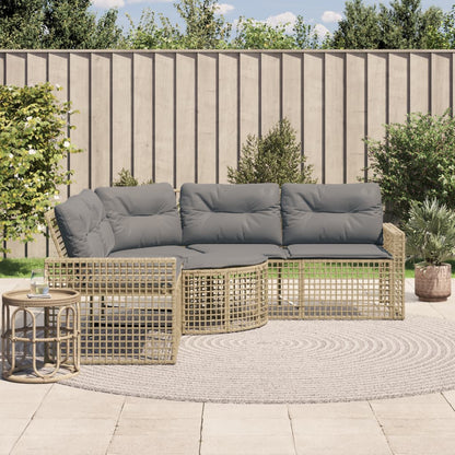 Tuinbank Met Kussens En Voetensteun L-Vormig Poly Rattan
