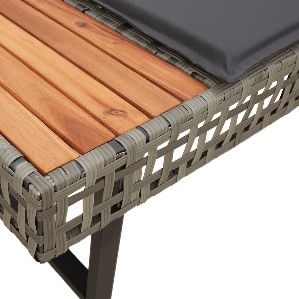 Tuinbank Met Kussens L-Vormig Poly Rattan En Acaciahout