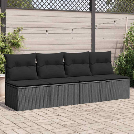 Tuinbank 4-Zits Met Kussens Poly Rattan