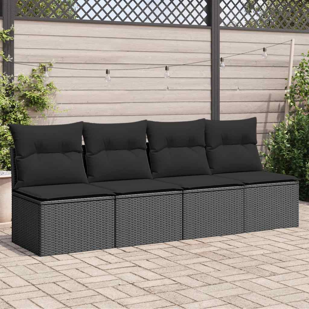 Tuinbank 4-Zits Met Kussens Poly Rattan