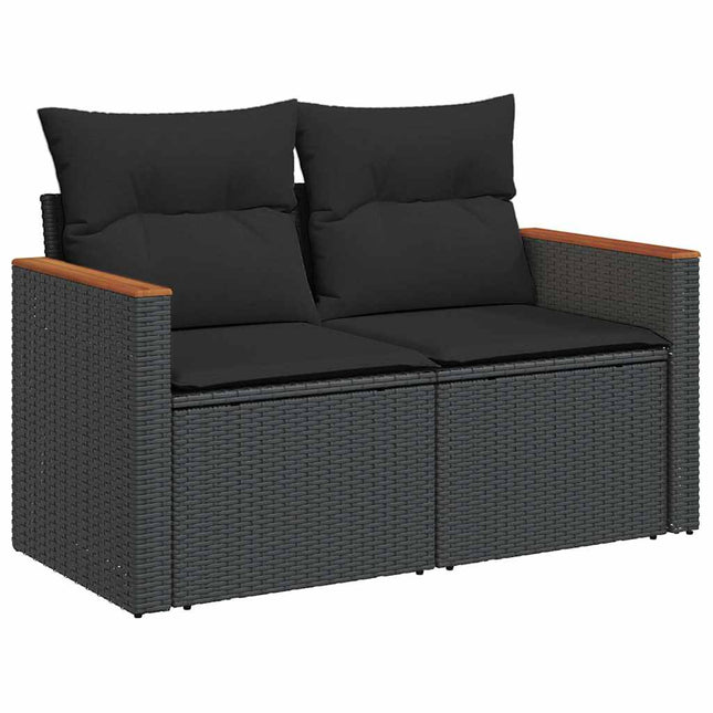 Tuinbank Met Kussens 2-Zits Poly Rattan