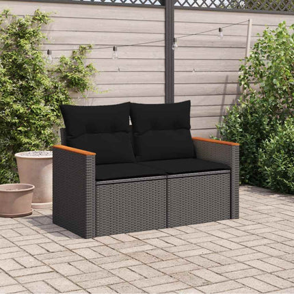 Tuinbank Met Kussens 2-Zits Poly Rattan
