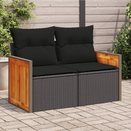 Tuinbank 2-Zits Met Kussens Poly Rattan Beige