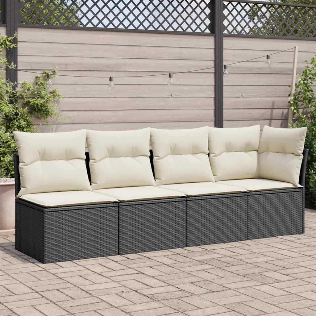 Tuinbank 4-Zits Met Kussens Poly Rattan