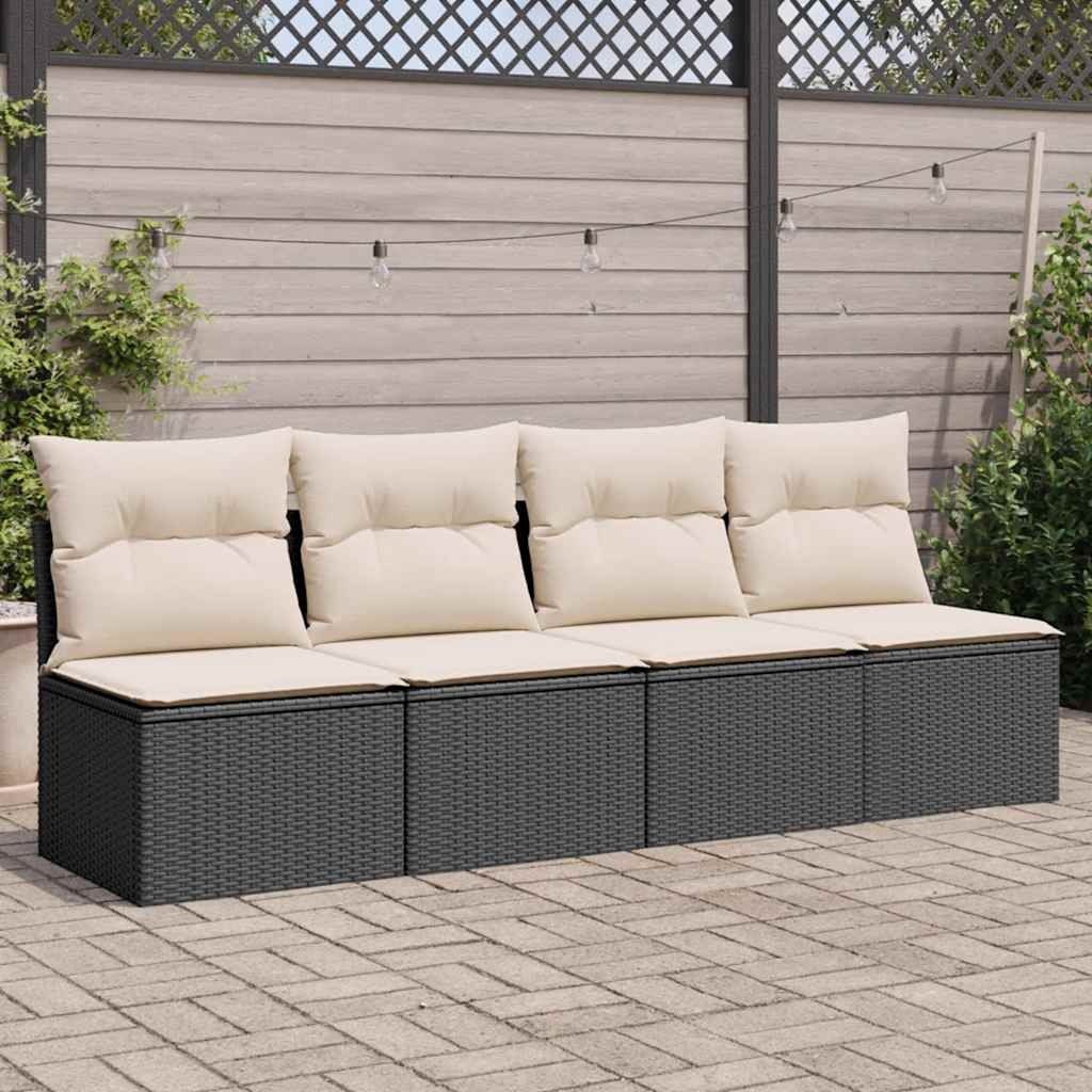Tuinbank 4-Zits Met Kussens Poly Rattan