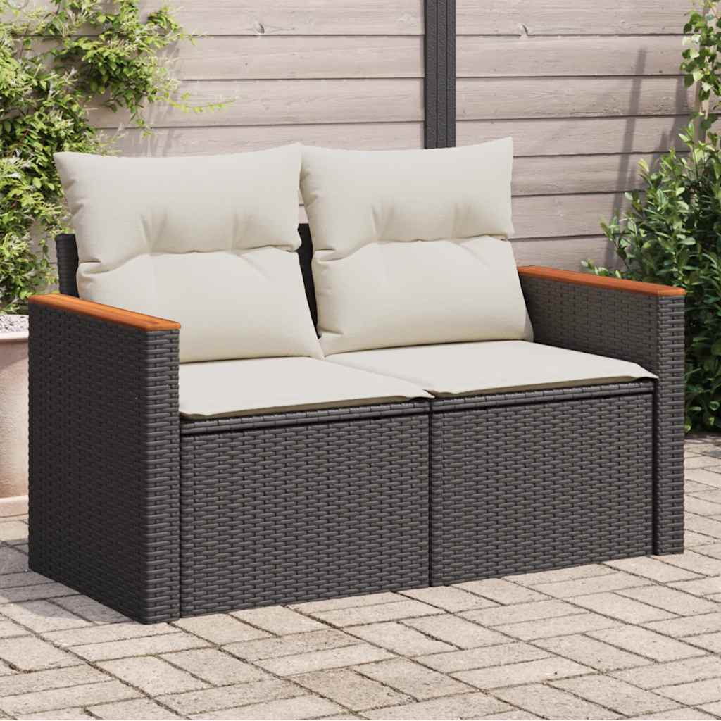 Tuinbank 2-Zits Met Kussens Poly Rattan