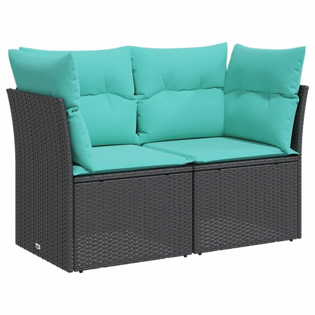 Tuinbank 2-Zits Met Kussens Poly Rattan