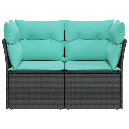 Tuinbank 2-Zits Met Kussens Poly Rattan Zwart