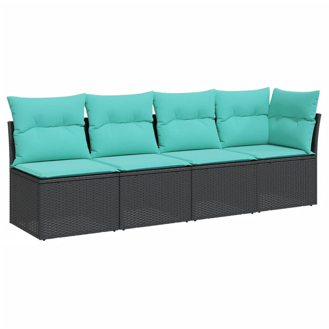 Tuinbank 4-Zits Met Kussens Poly Rattan