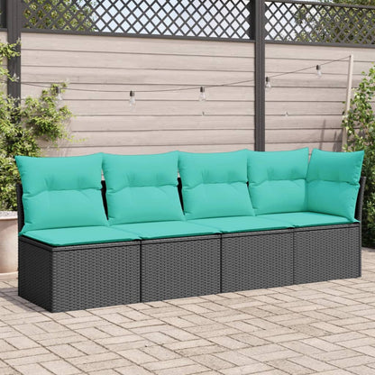 Tuinbank 4-Zits Met Kussens Poly Rattan