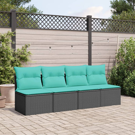 Tuinbank 4-Zits Met Kussens Poly Rattan