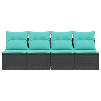 Tuinbank 4-Zits Met Kussens Poly Rattan