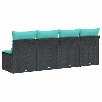 Tuinbank 4-Zits Met Kussens Poly Rattan