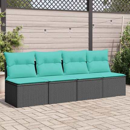 Tuinbank 4-Zits Met Kussens Poly Rattan