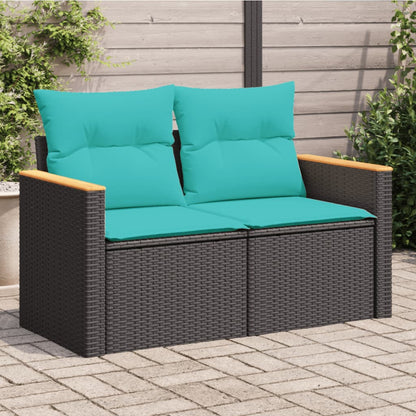 Tuinbank Met Kussens 2-Zits Poly Rattan