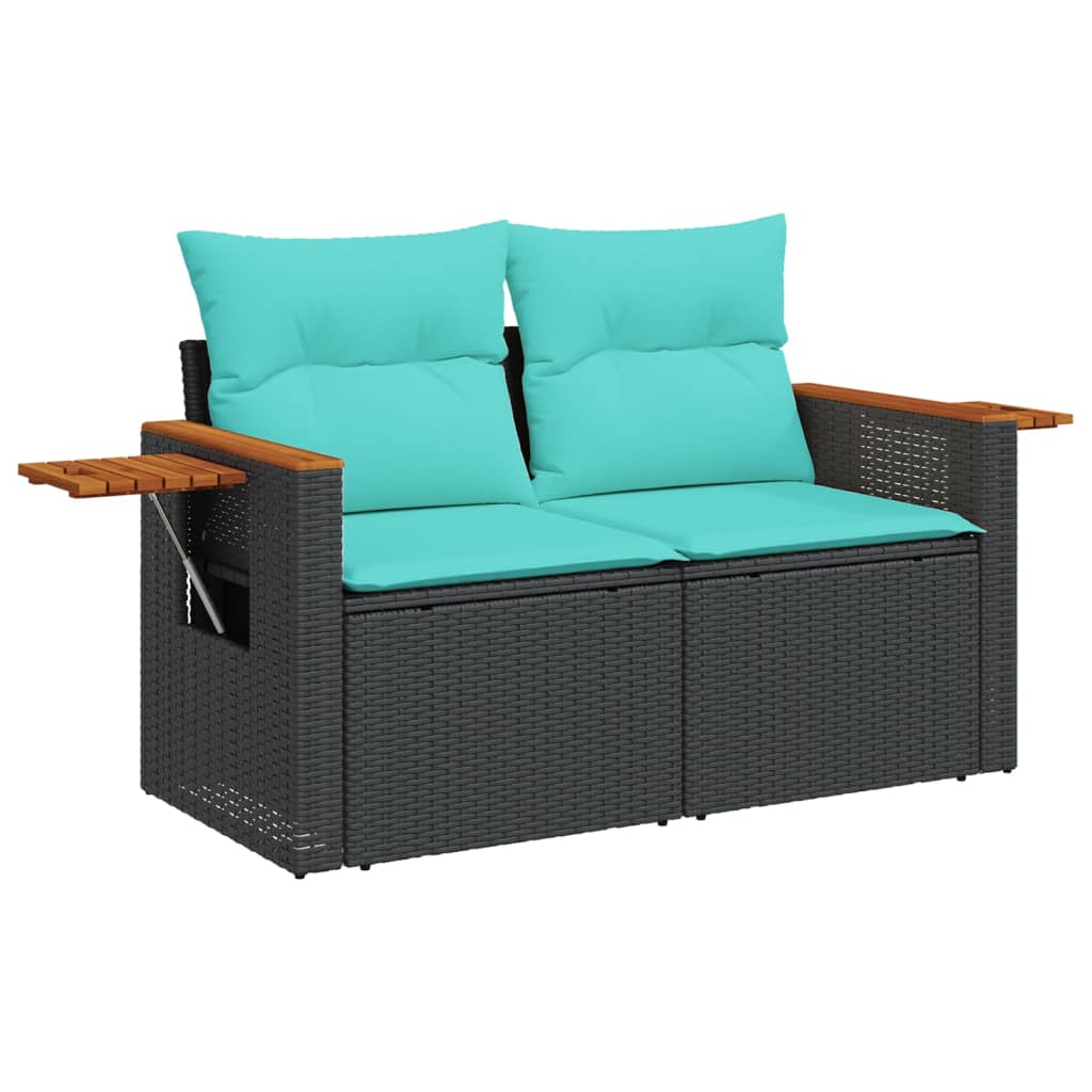 Tuinbank Met Kussens 2-Zits Poly Rattan