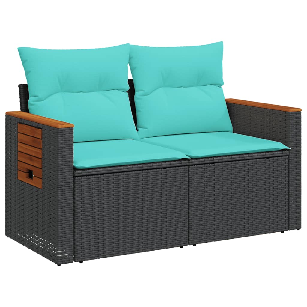 Tuinbank Met Kussens 2-Zits Poly Rattan