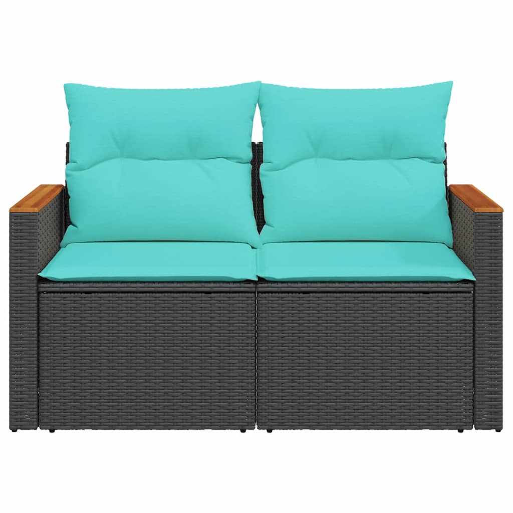 Tuinbank Met Kussens 2-Zits Poly Rattan