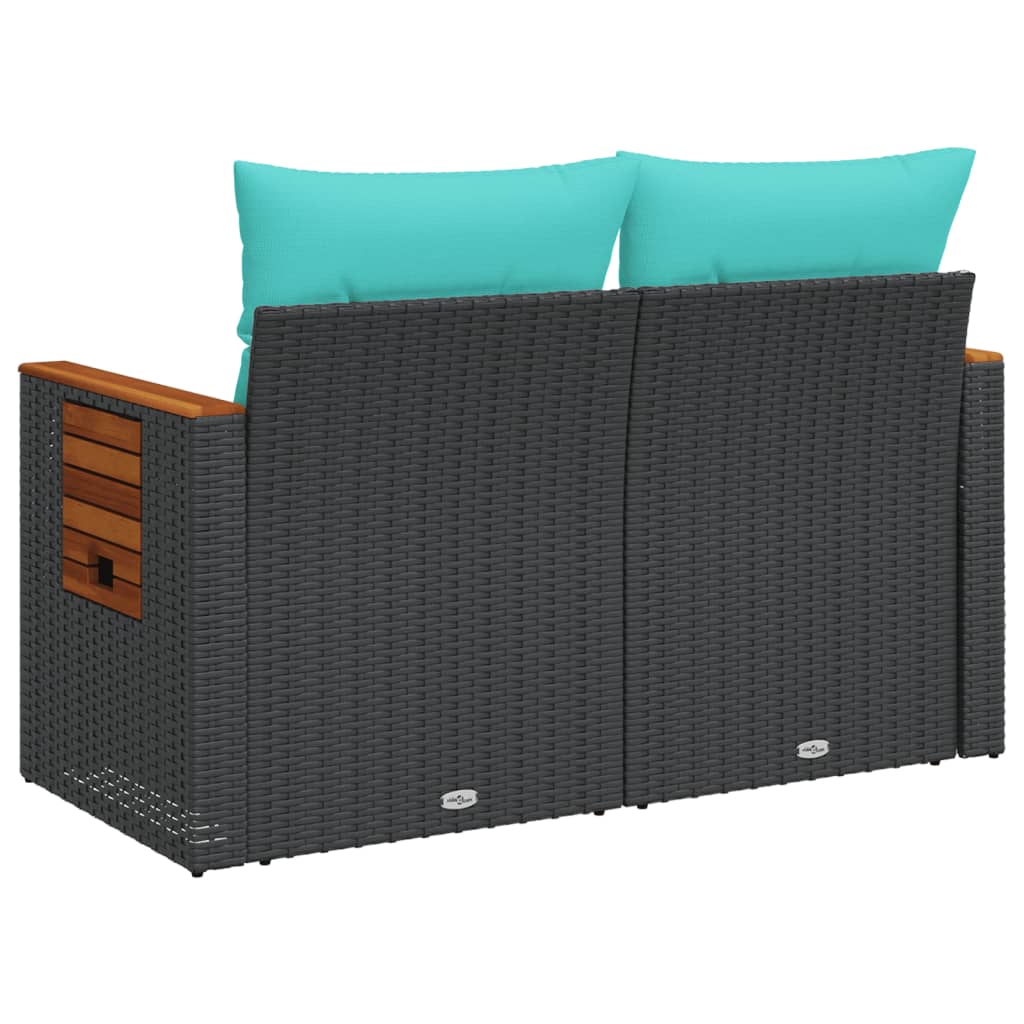 Tuinbank Met Kussens 2-Zits Poly Rattan