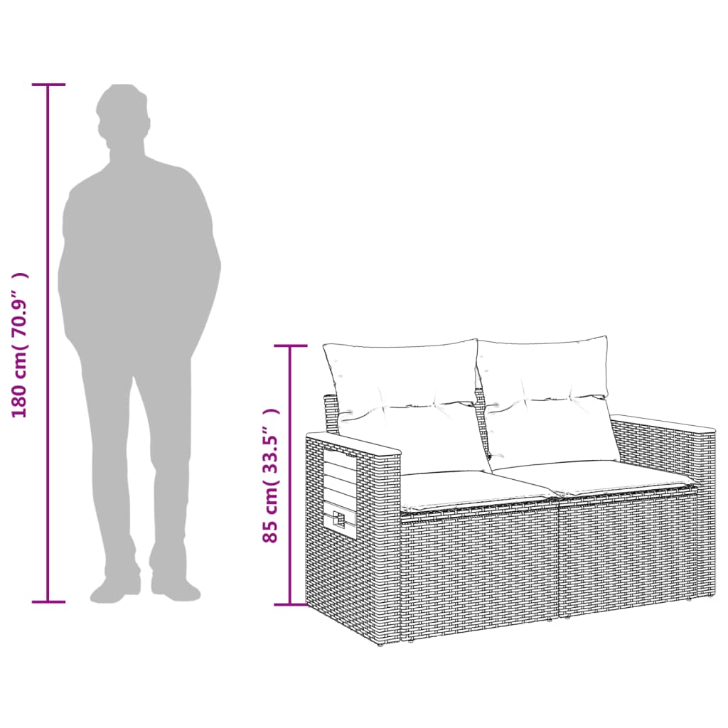 Tuinbank Met Kussens 2-Zits Poly Rattan