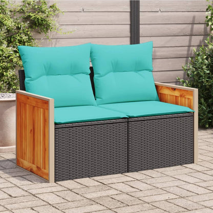 Tuinbank Met Kussens 2-Zits Poly Rattan
