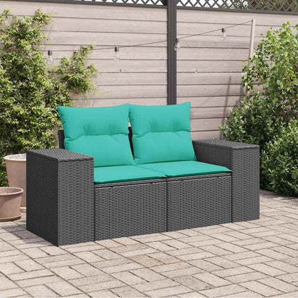 Tuinbank 2-Zits Met Kussens Poly Rattan